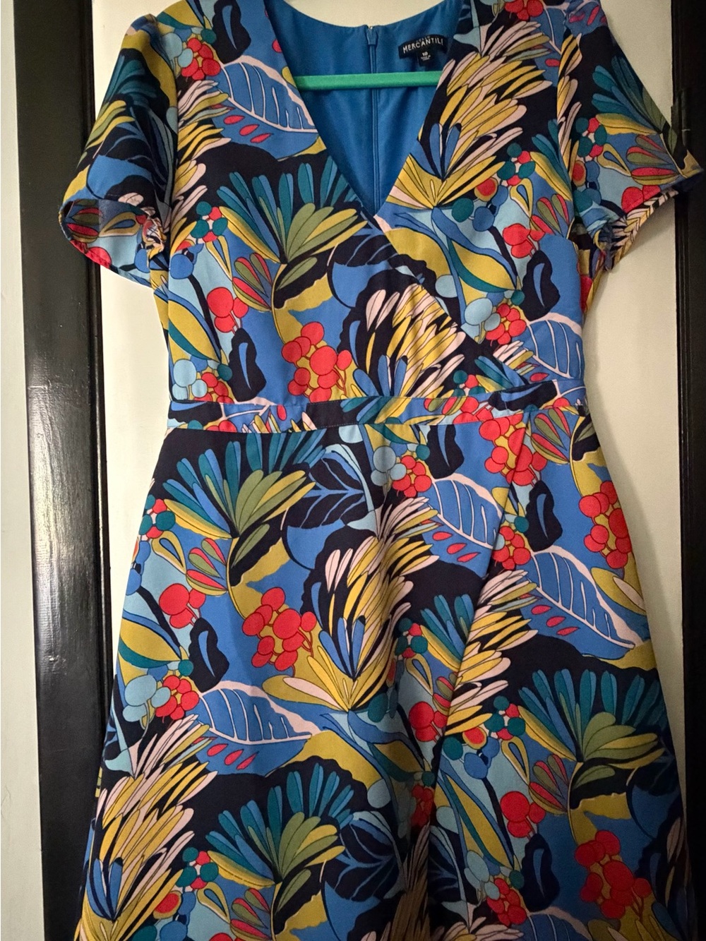 J. Crew Multicolor Blue Tropical Print dress